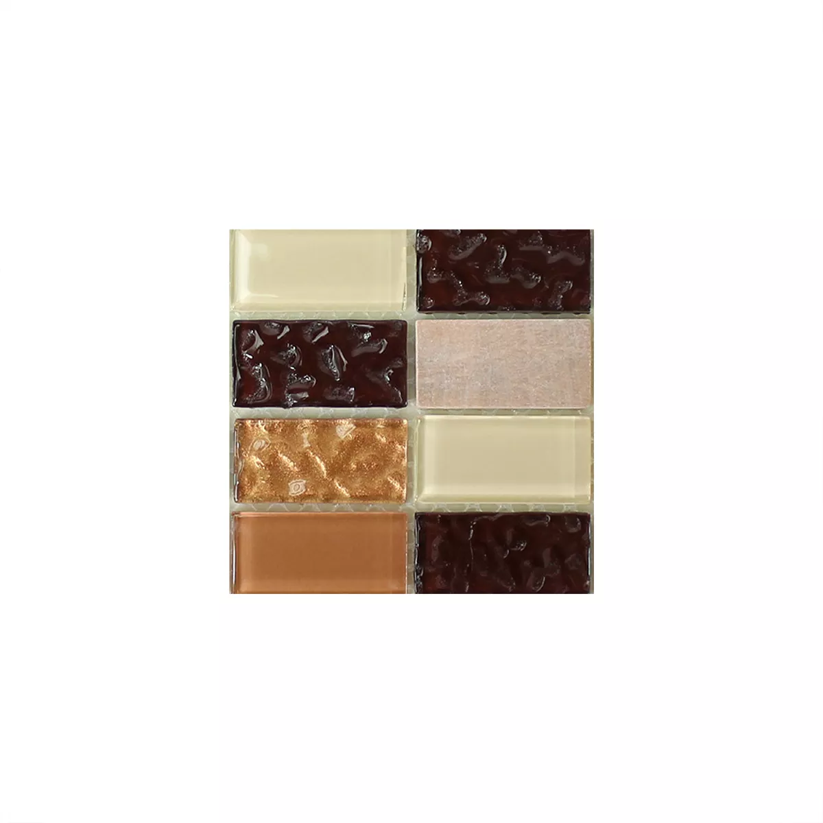 Muster von Selbstklebende Mosaikfliesen Naturstein Glas Beige Braun Brick