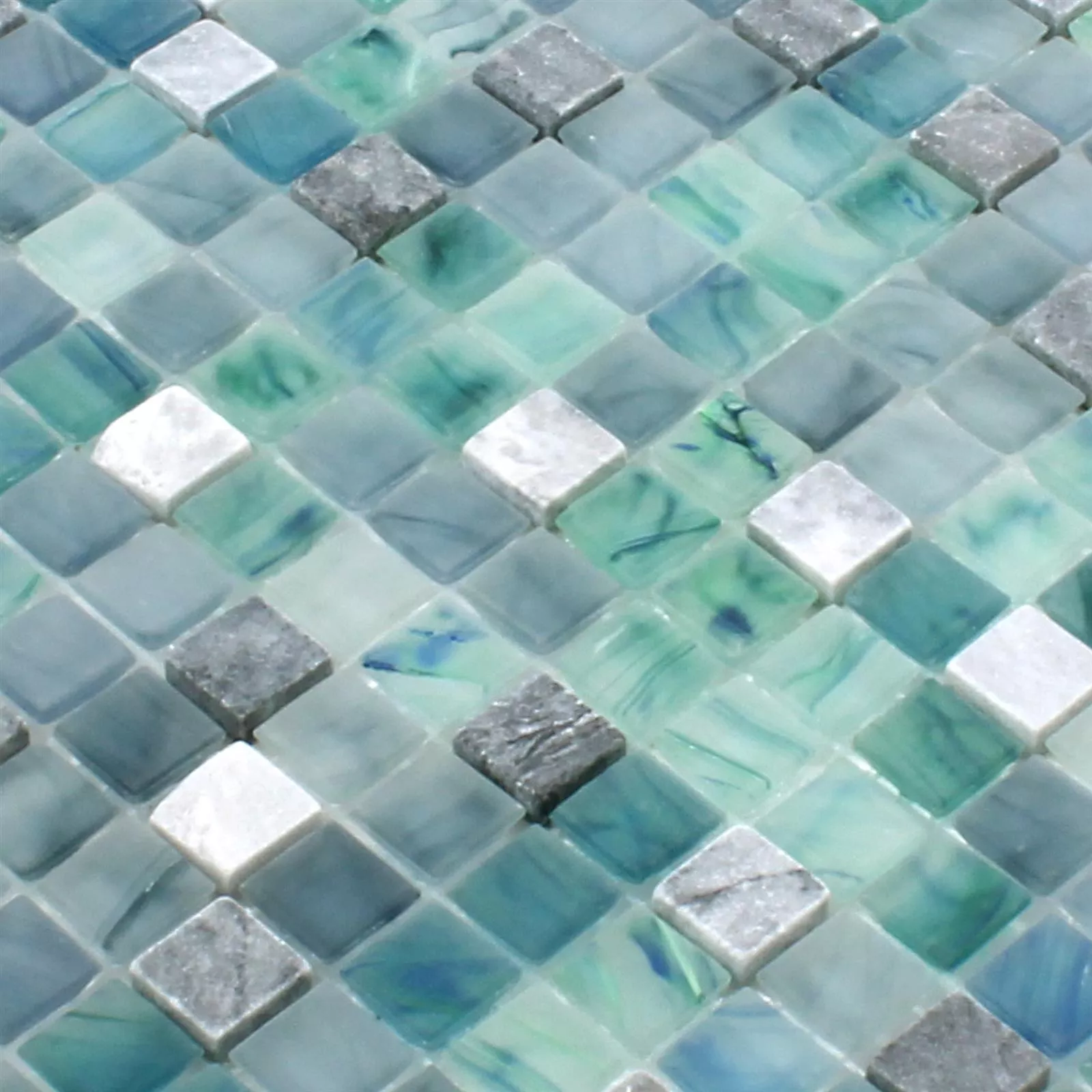 Vzorek Mozaiková Dlaždice Mayon Sklo Mramor Mix Mořská Zeleň