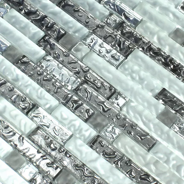 Mozaika Szklana Płytki Srebrny Metal Kropla Wody