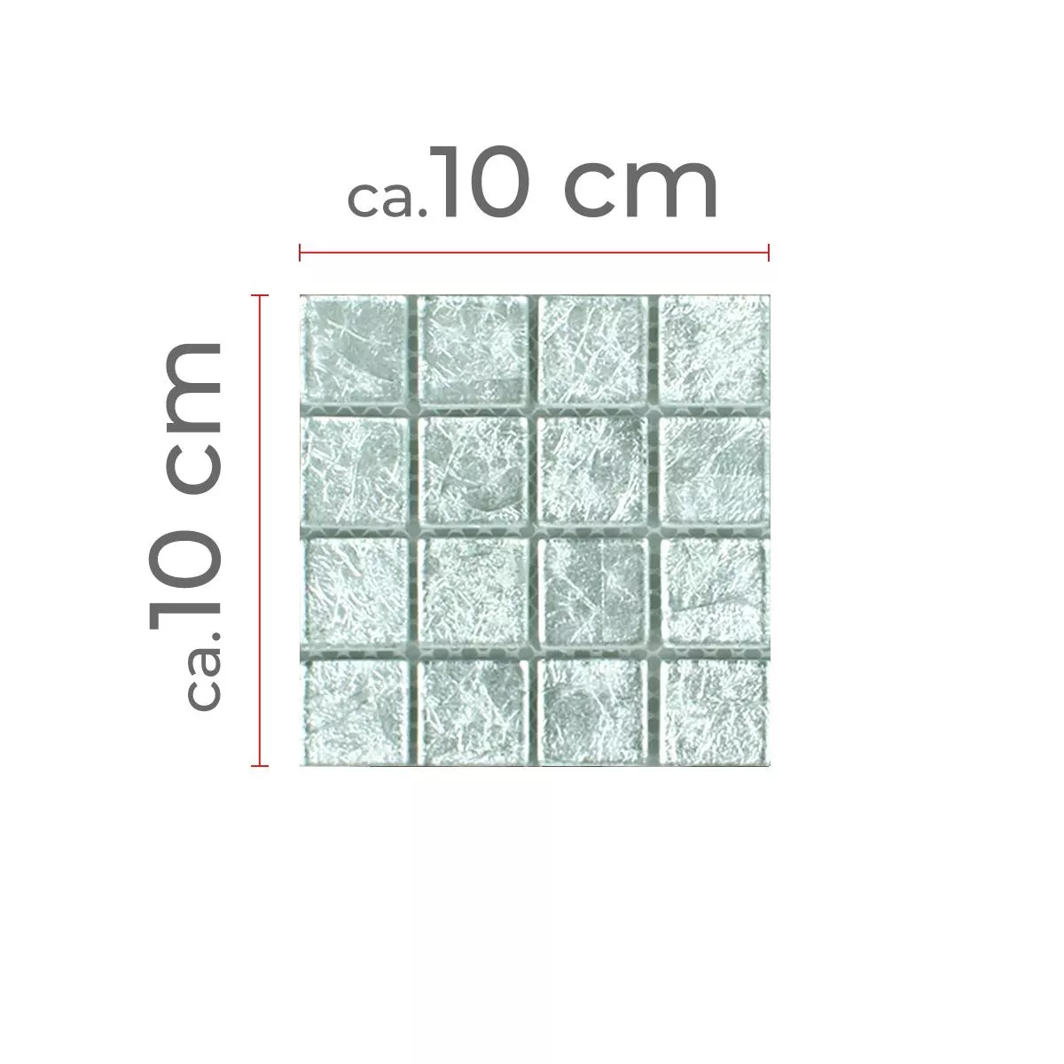 Muster von Mosaikfliesen Glas Lucca Silber 23x23x4mm