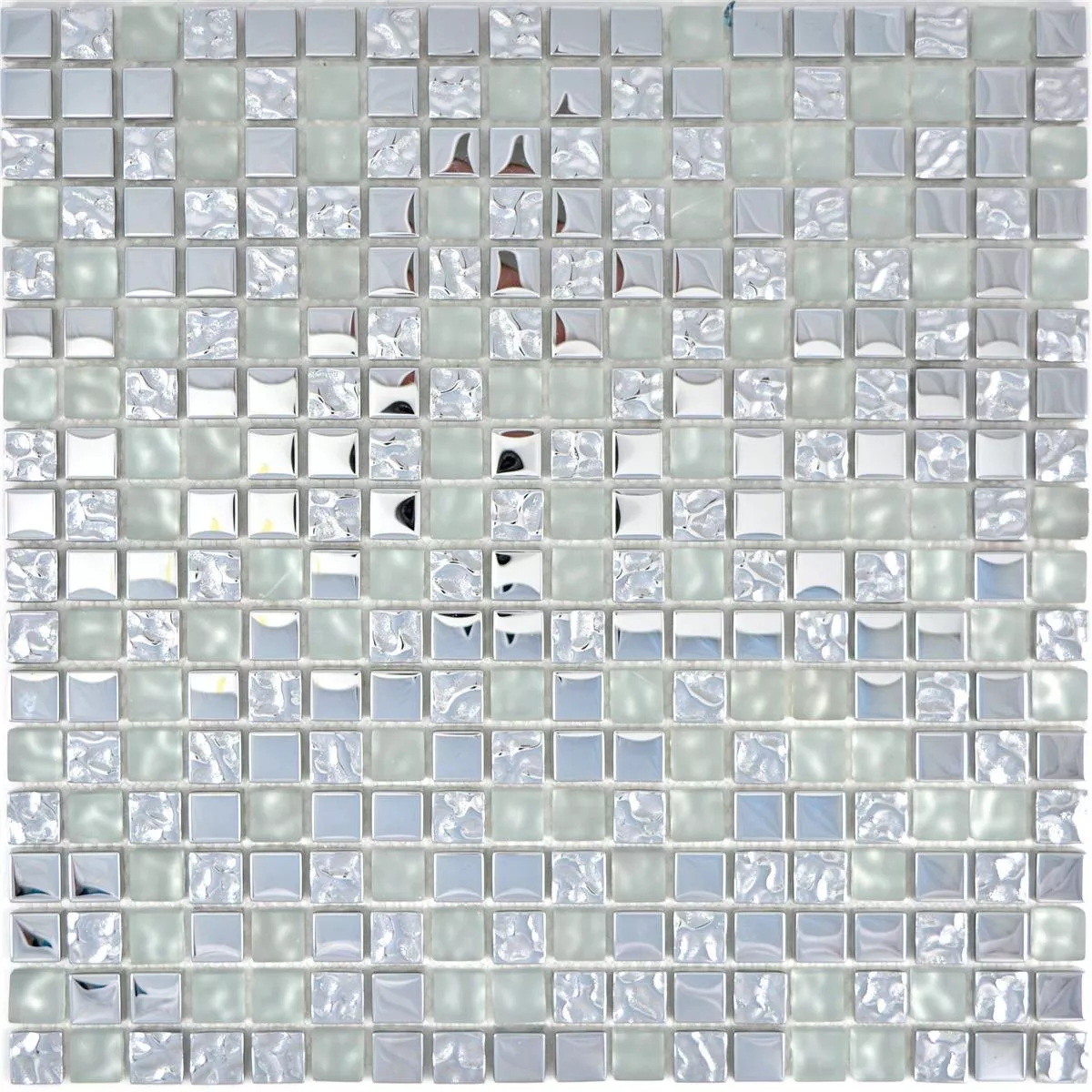 Próbka Mozaika Szklana Płytki Tolstoi Srebrny Biały