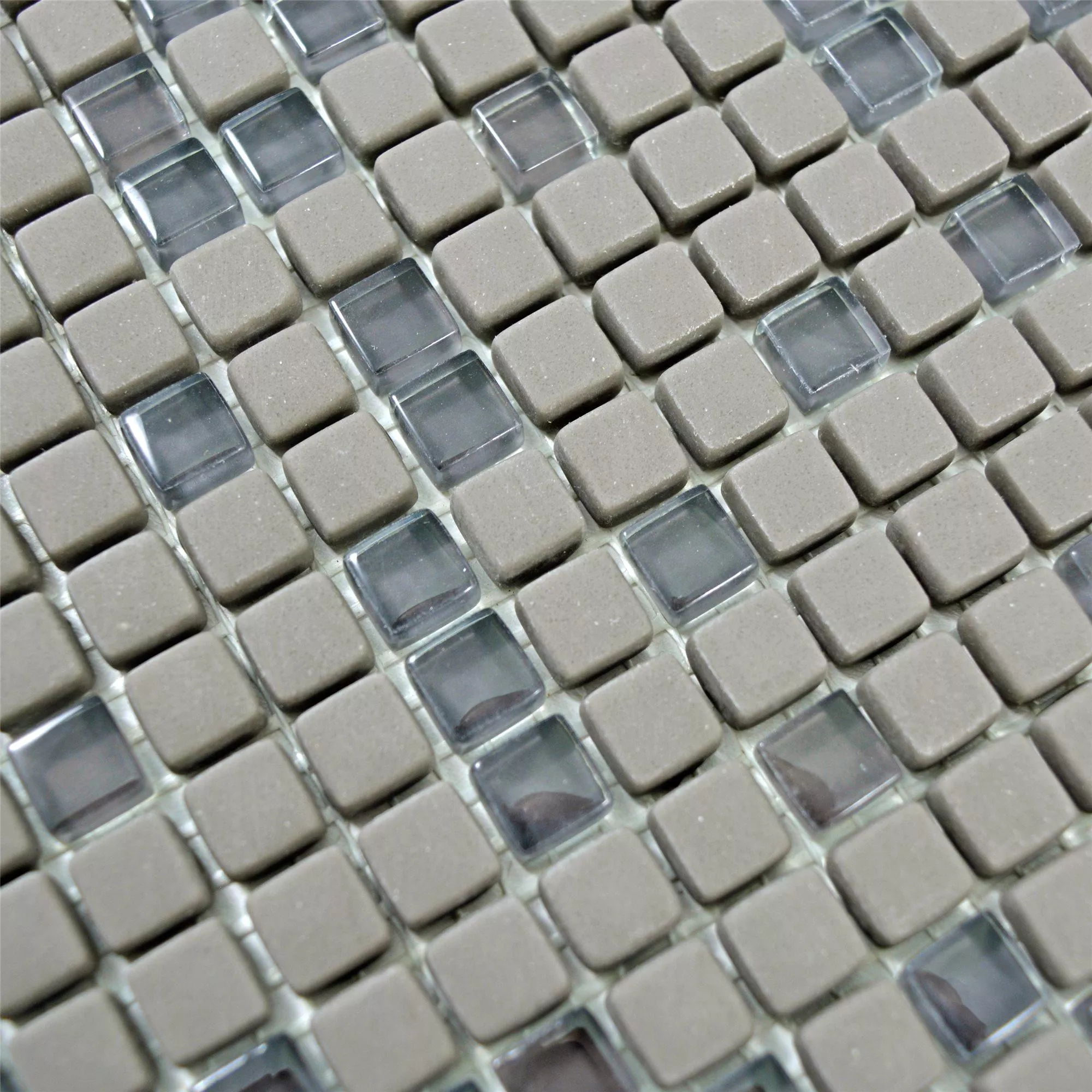 Glass Mosaic Tiles Kassandra Grey Brown Mat