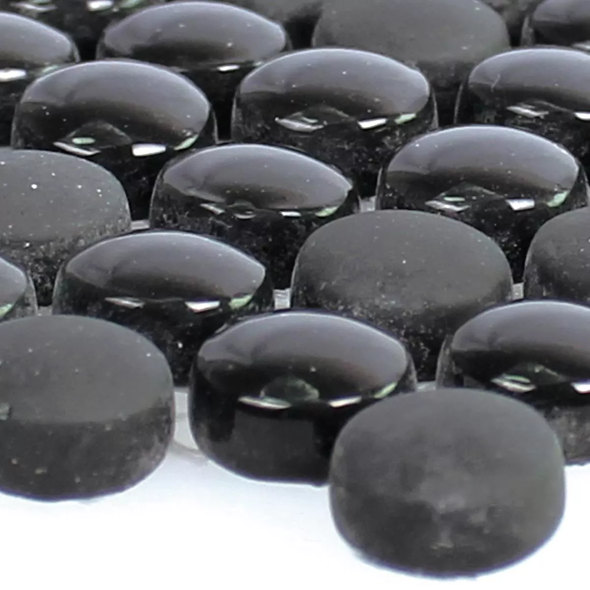 Sample Glass Mosaic Tiles Bonbon Round Eco Black