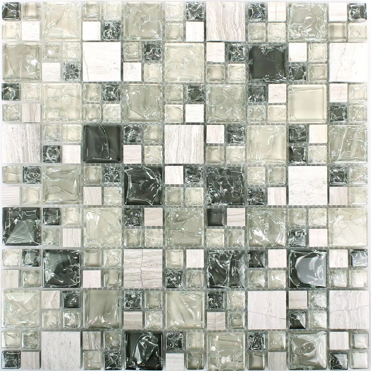 Mozaik Csempe Üveg Természetes Kő Malawi Zöld Szürke 2 Mix