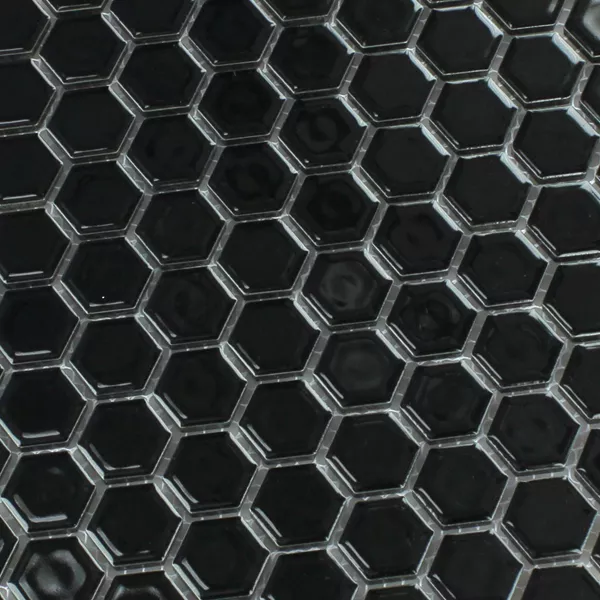 Mosaïque Céramique Hexagon Noir Brillant H23