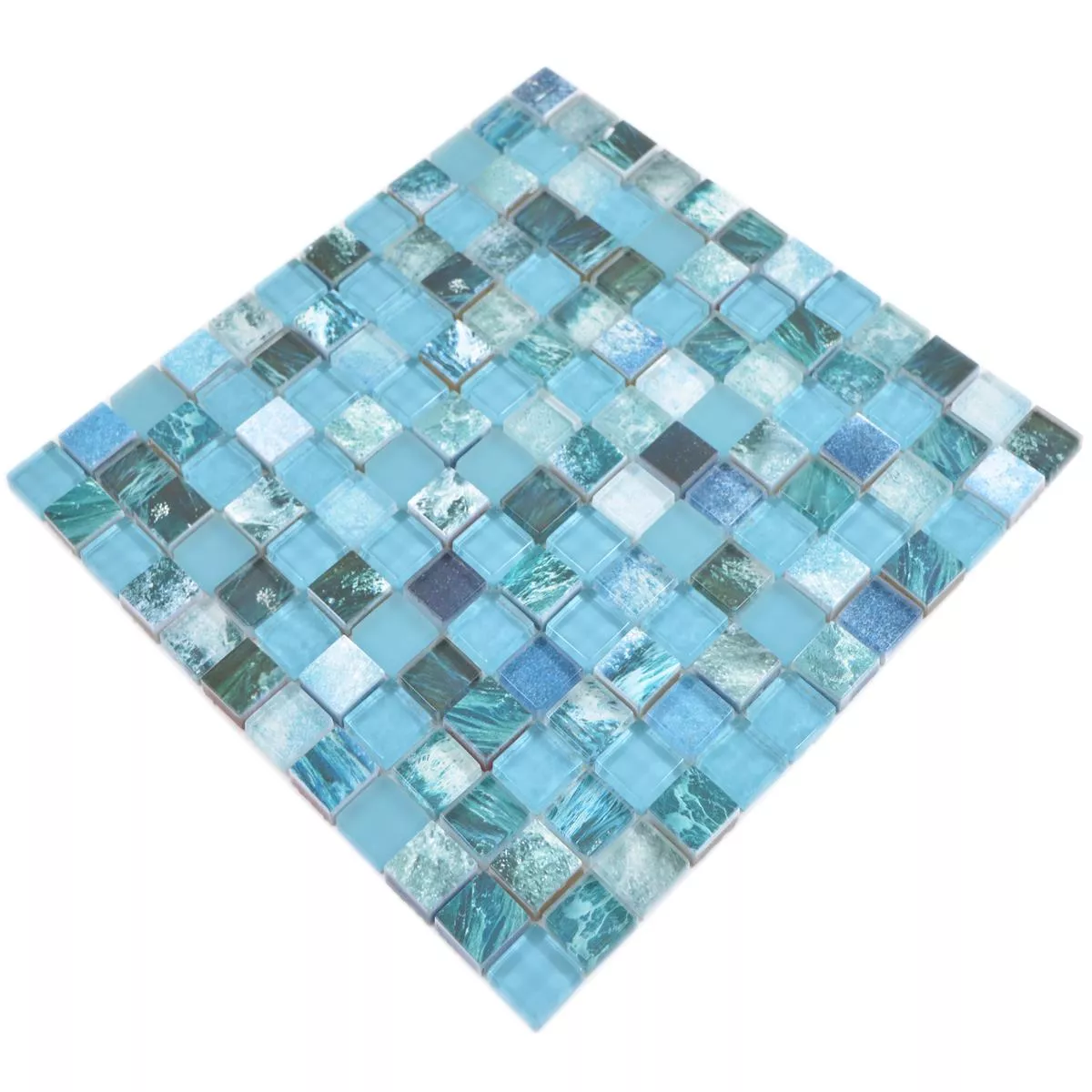 Glass Mosaic Tiles Cornelia Retro Optic Green Blue