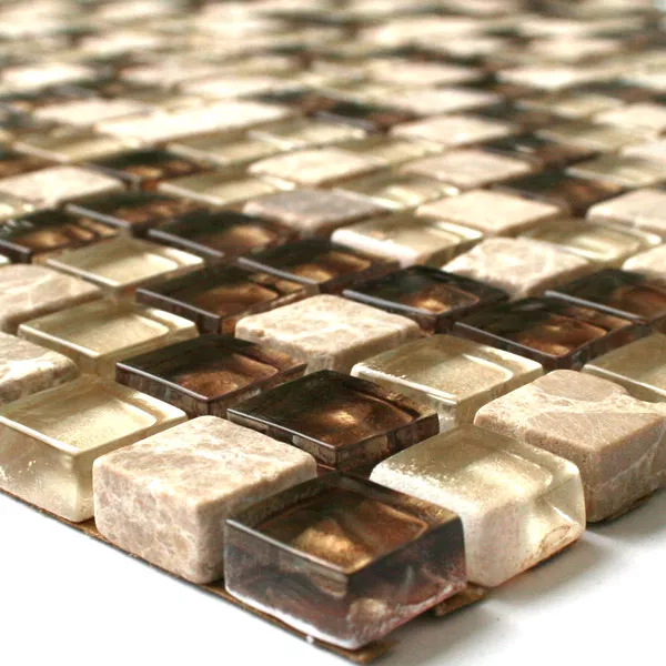 Mosaico Vetro Marmo Pietra Naturale Beige Oro