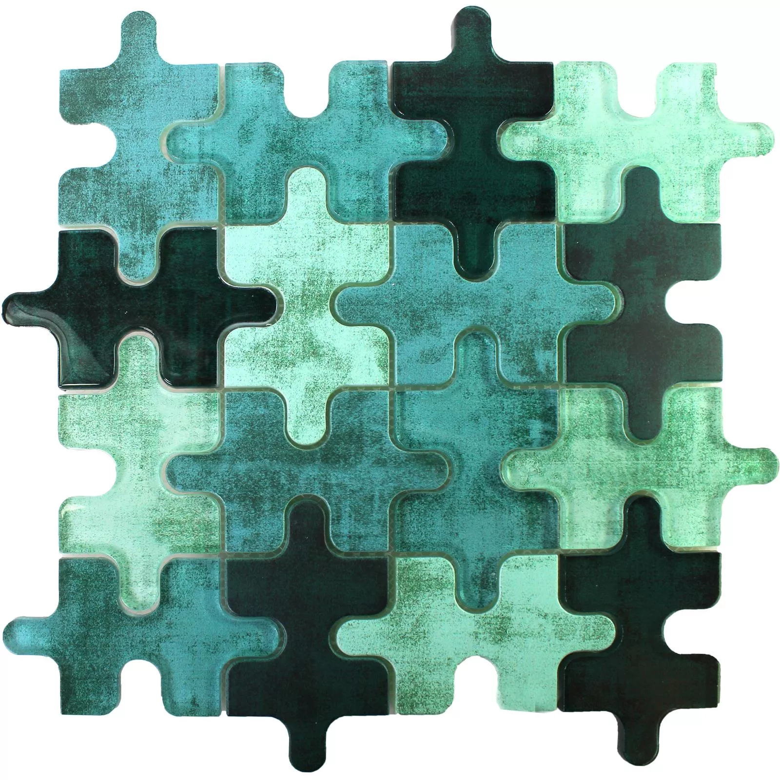 Glass Mosaikk Fliser Puzzle Grønn