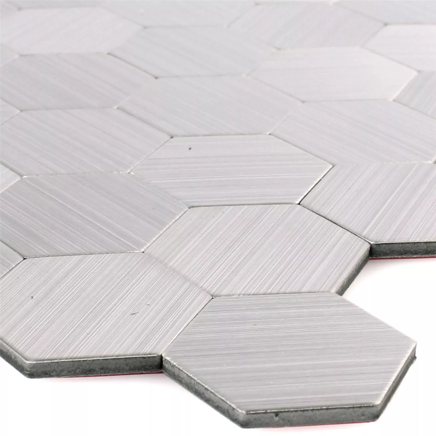 Sample Mosaic Tiles Metal Self Adhesive Mikros Silver Hexagon