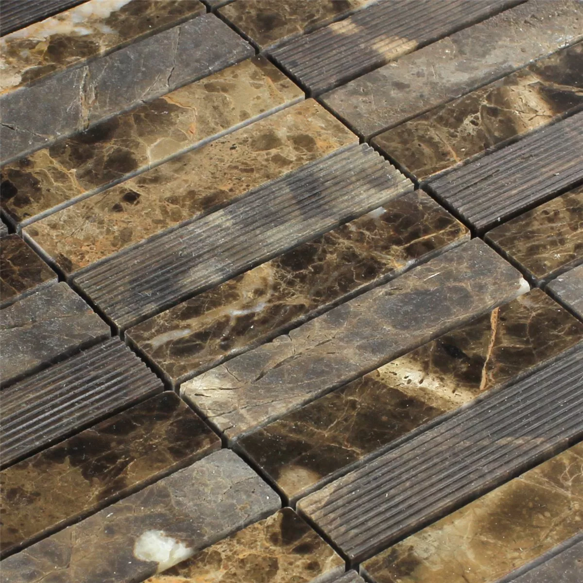 Muster von Mosaikfliesen Marmor Brick Gefräst Poliert Braun