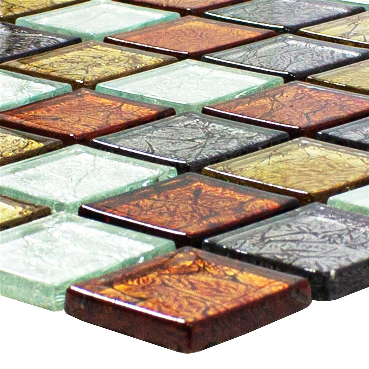 Mosaic Tiles Glass Bonnie Crystal Structure Gold Silver Red