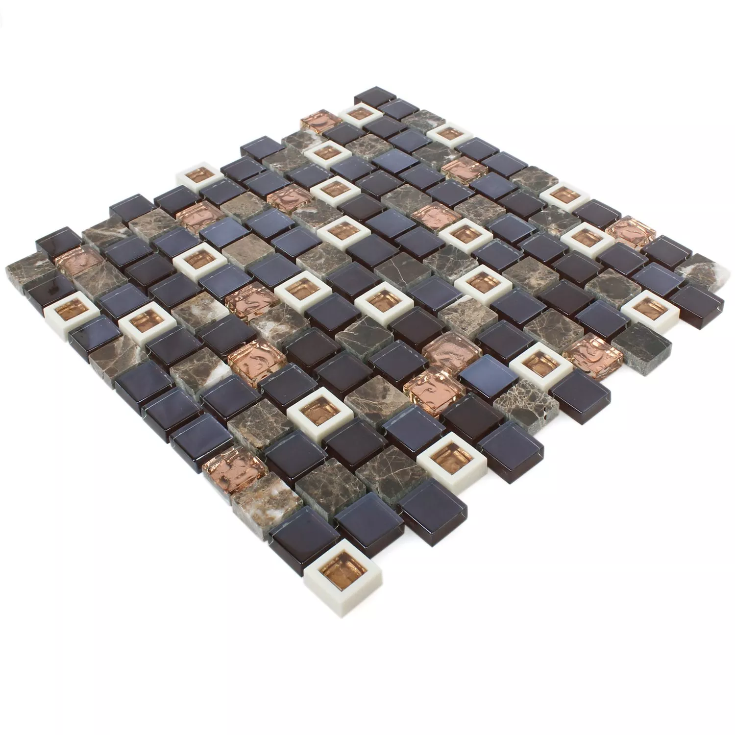 Muster von Glas Kunststoff Naturstein Mosaik Historico Braun