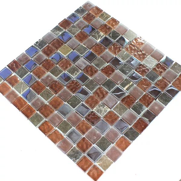 Model din Plăci De Mozaic Sticlă Marmură  Maro Mix Metal