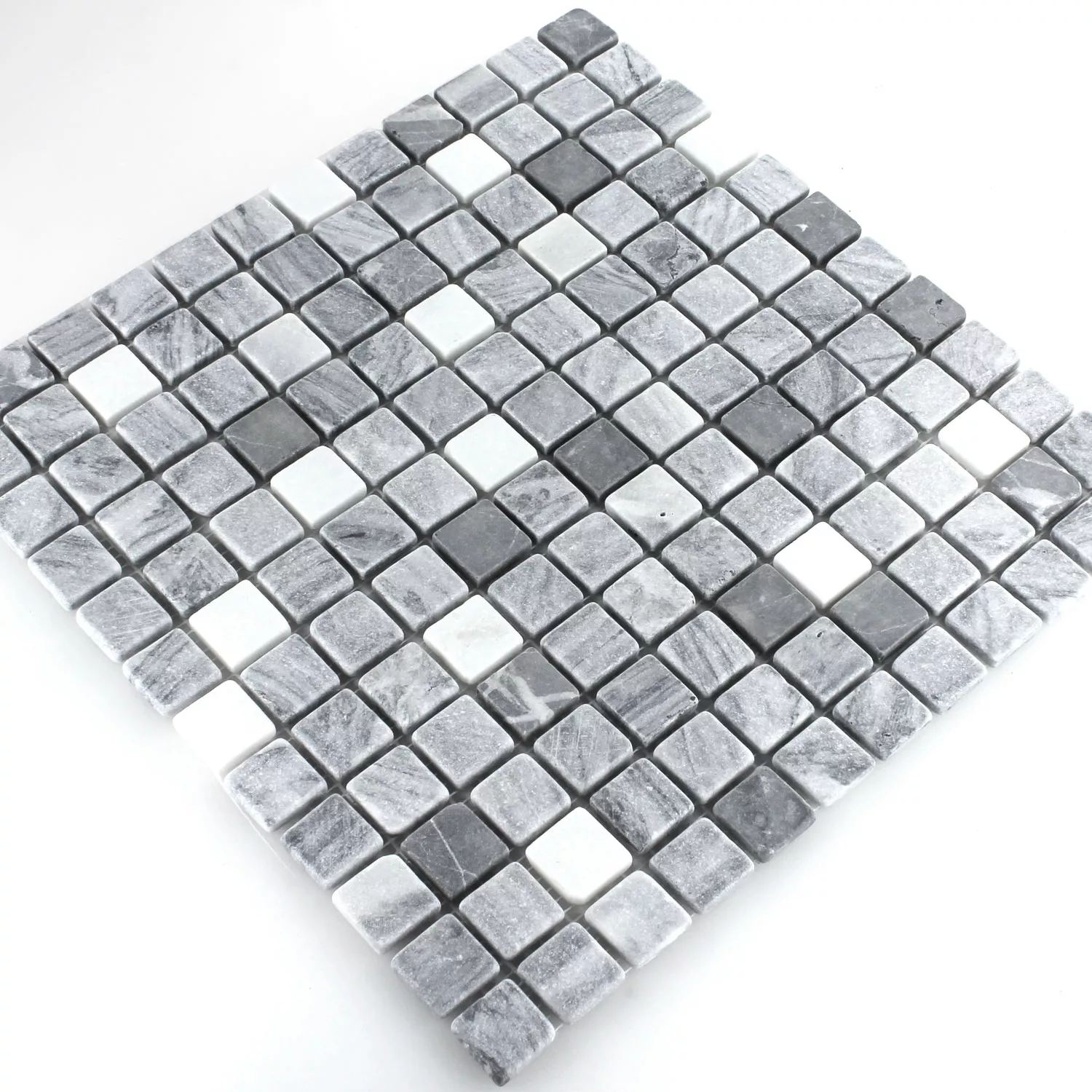 Muster von Mosaikfliesen Marmor Schwarz Grau 