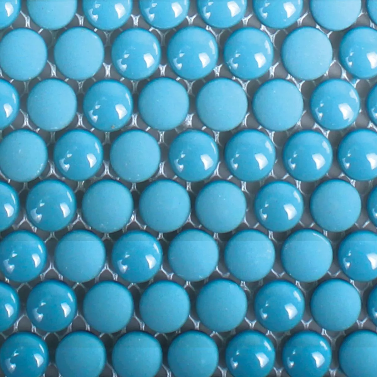 Muestra Mosaico De Cristal Azulejos Bonbon Redondo Eco Azul