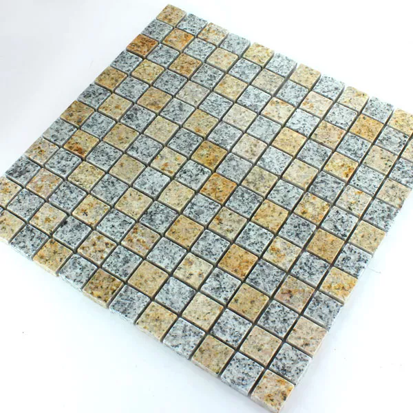 Mozaik Csempe Gránit 23x23x8mm Sárga Szürke