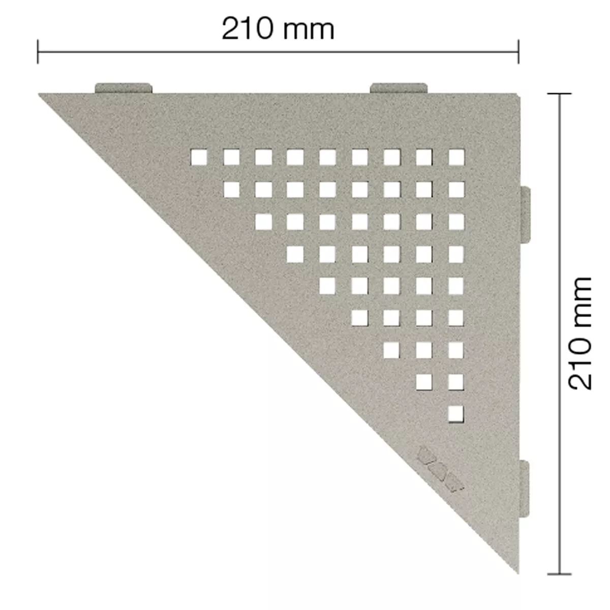 Væghylde brusehylde Schlüter trekant 21x21cm firkantegrå