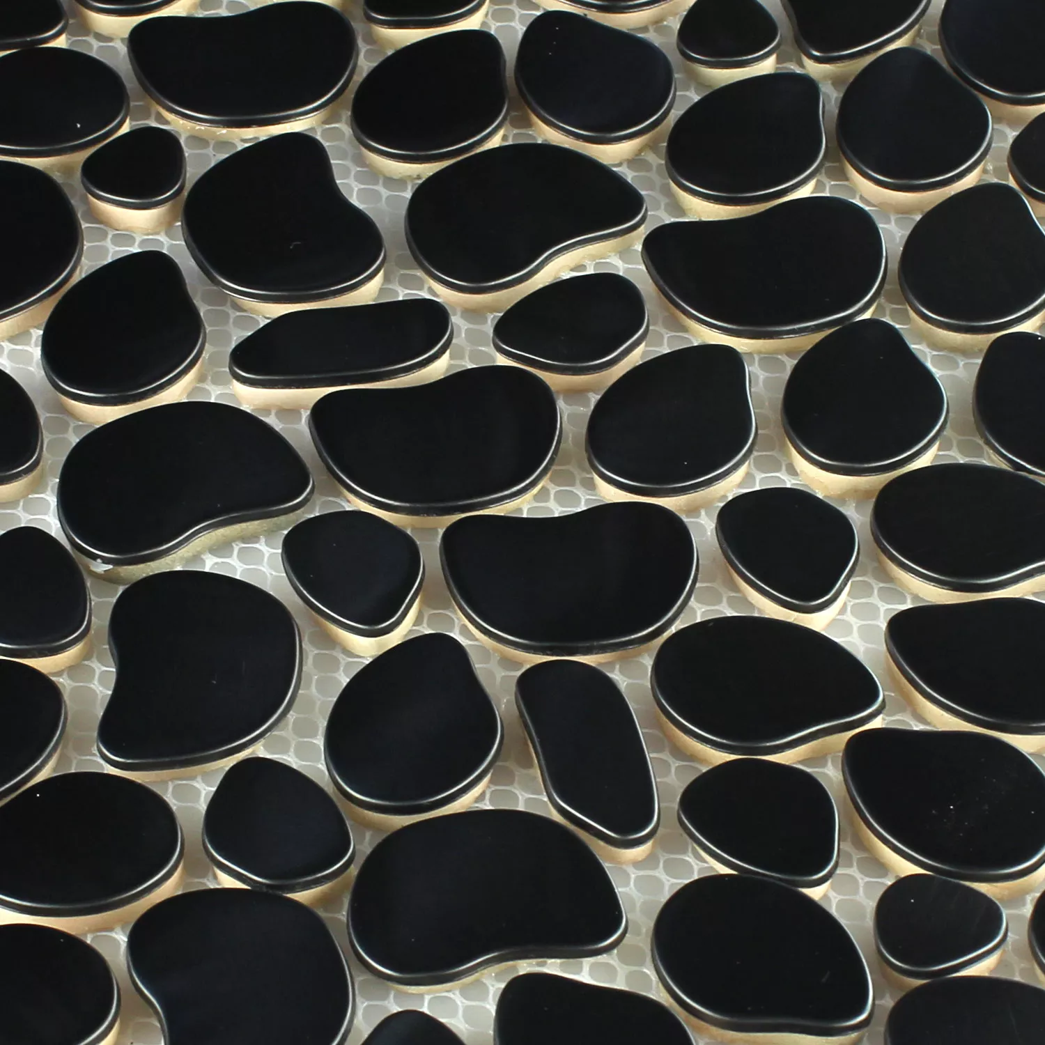 Azulejo Mosaico Aço Inoxidável Metal Seixos de Rio Jaguar Design