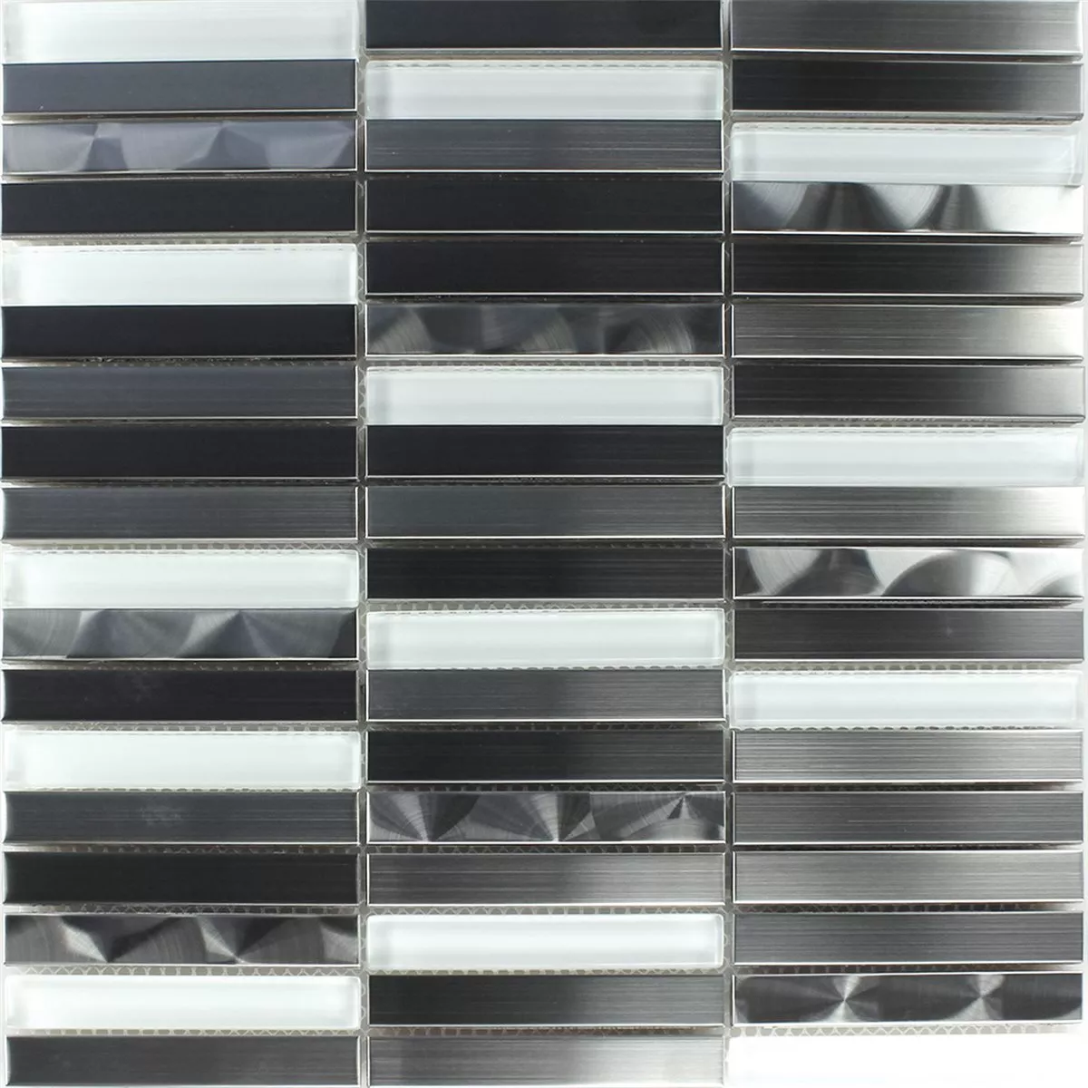 Model din Plăci De Mozaic Sticlă Oțel Inoxidabil Alb Argint Tijă