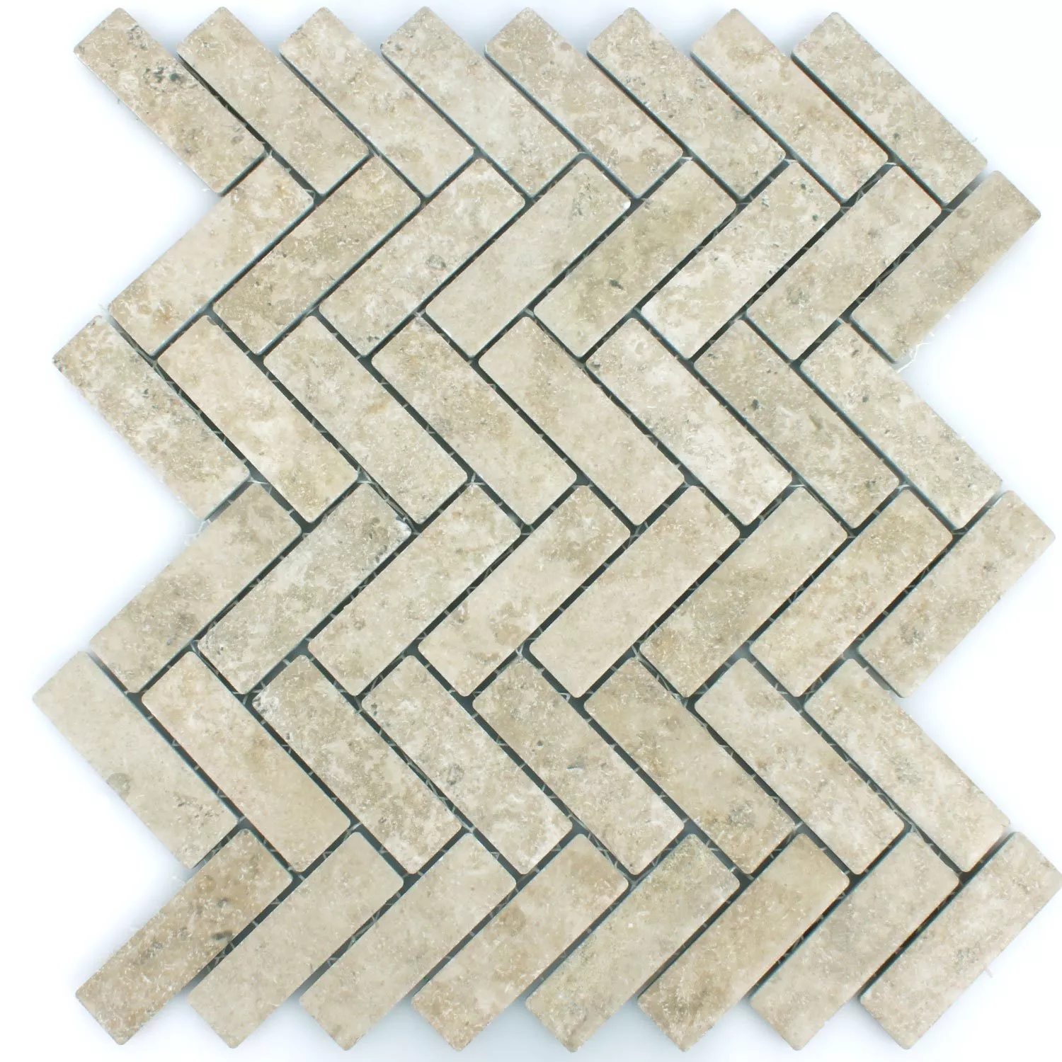 Muster von Mosaikfliesen Keramik Rotilia Steinoptik Beige