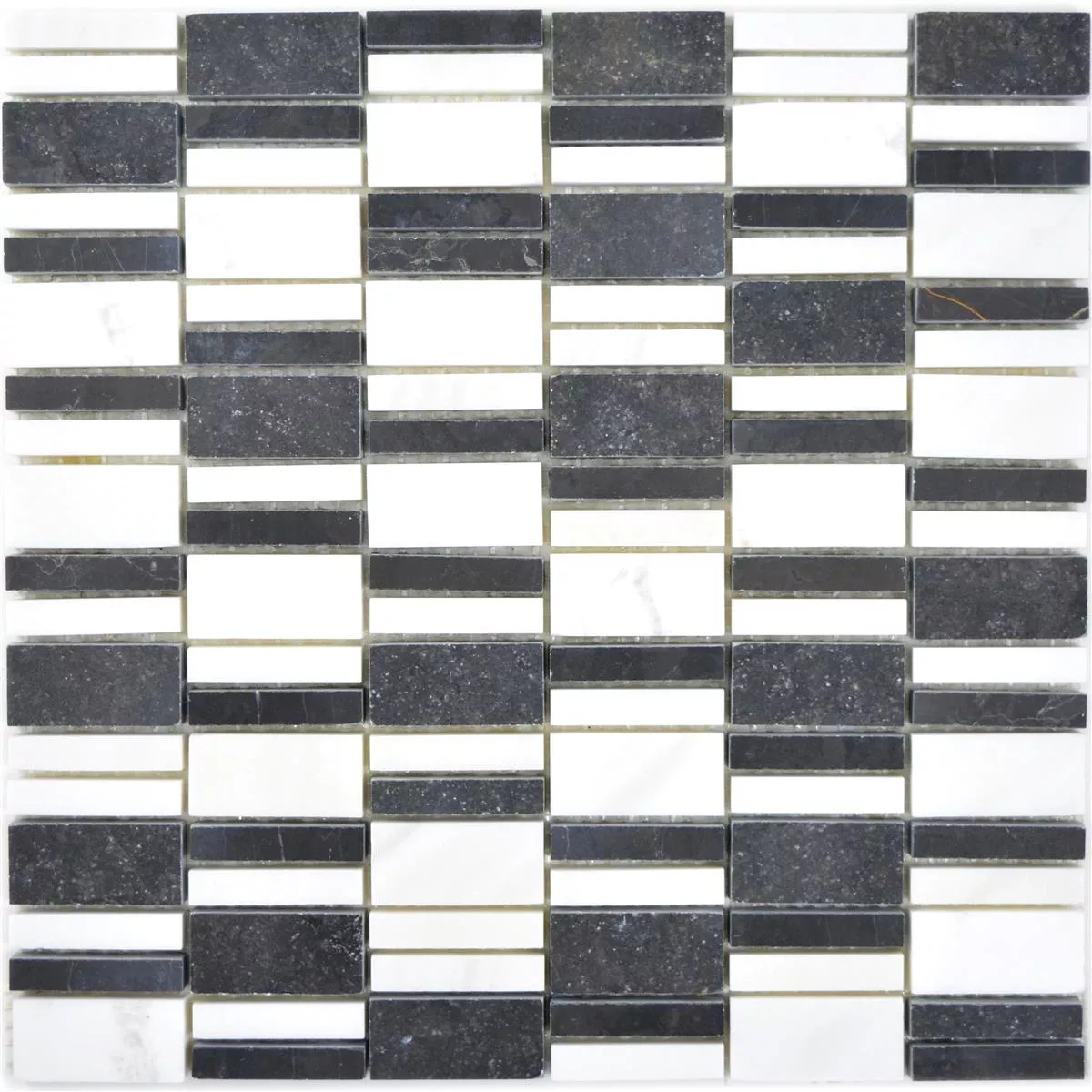 Marmor Mosaik Fliser Sunbury Sort Hvid