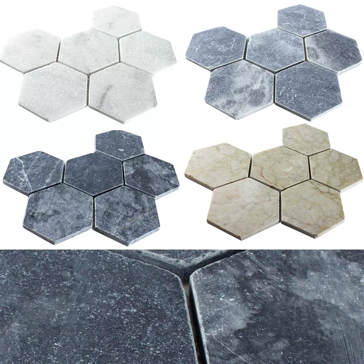 Mønster fra Marmor Naturstein Mosaikkfliser Maracay Sekskant