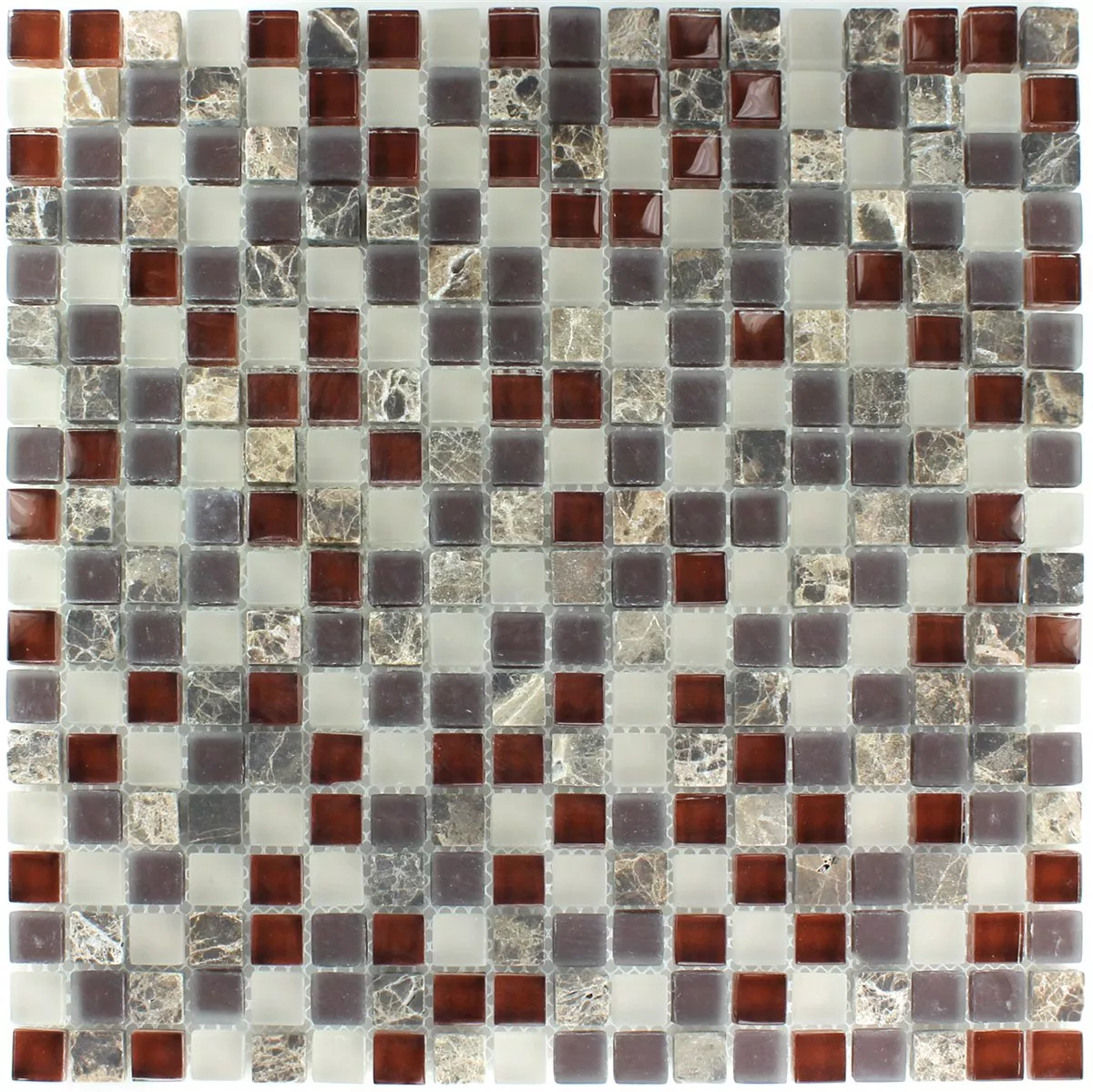 Mosaic Tiles Glass Marble 15x15x8mm Brown