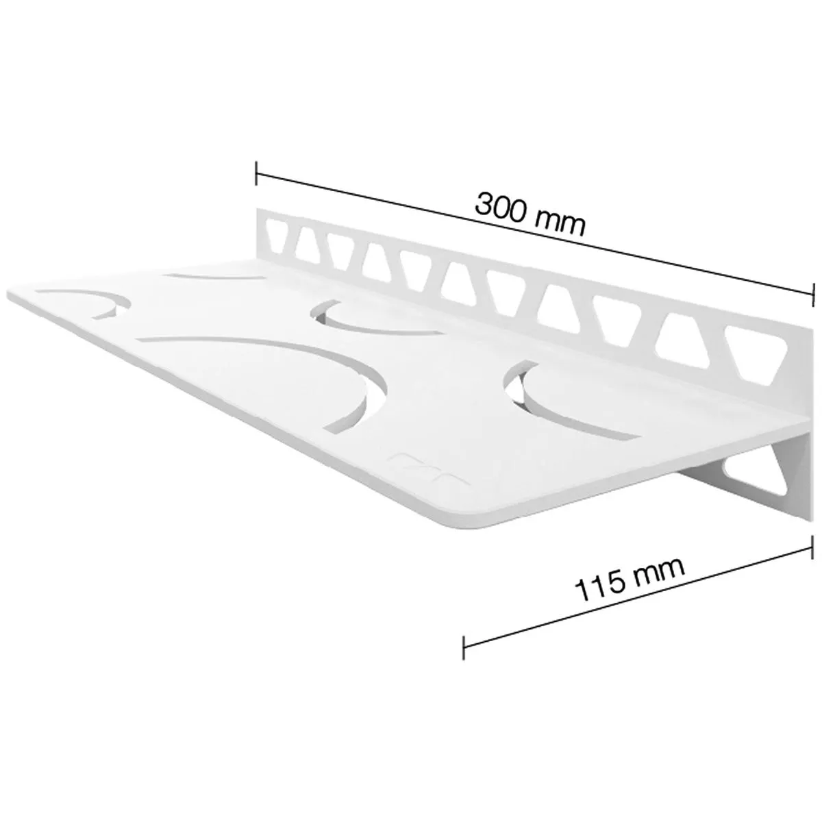 Doucheplank wandplank Schlüter rechthoek 30x11,5cm Curve wit