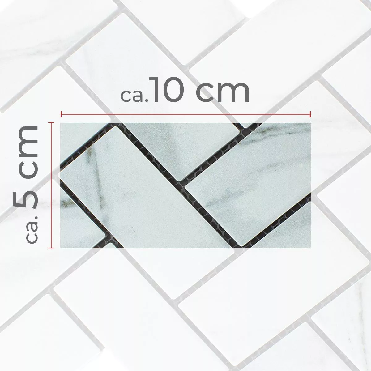Muster von Keramik Mosaikfliesen Fernley Fischgrät Carrara Steinoptik Carrara