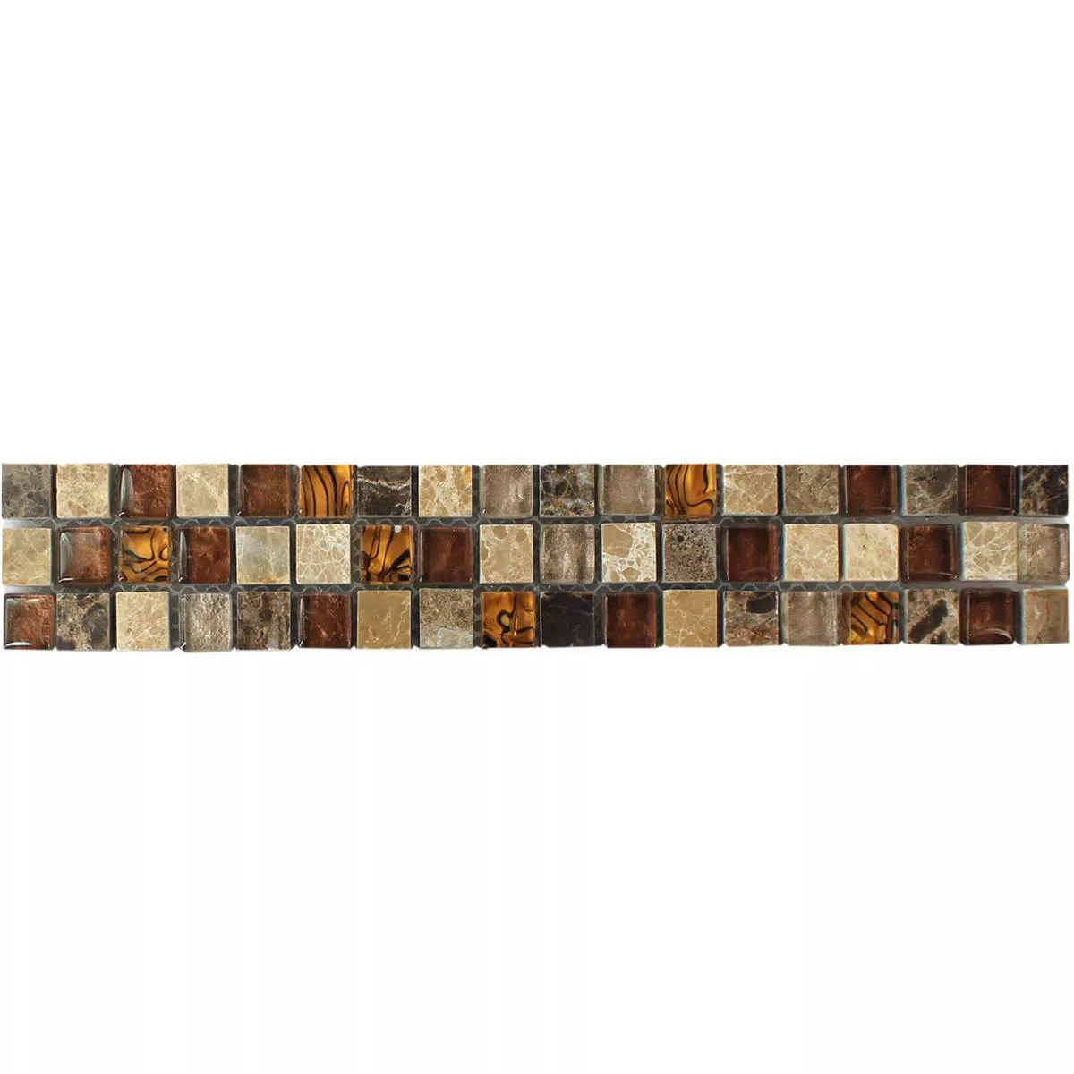 Glass Natural Stone Mosaic Border Gabon Brown