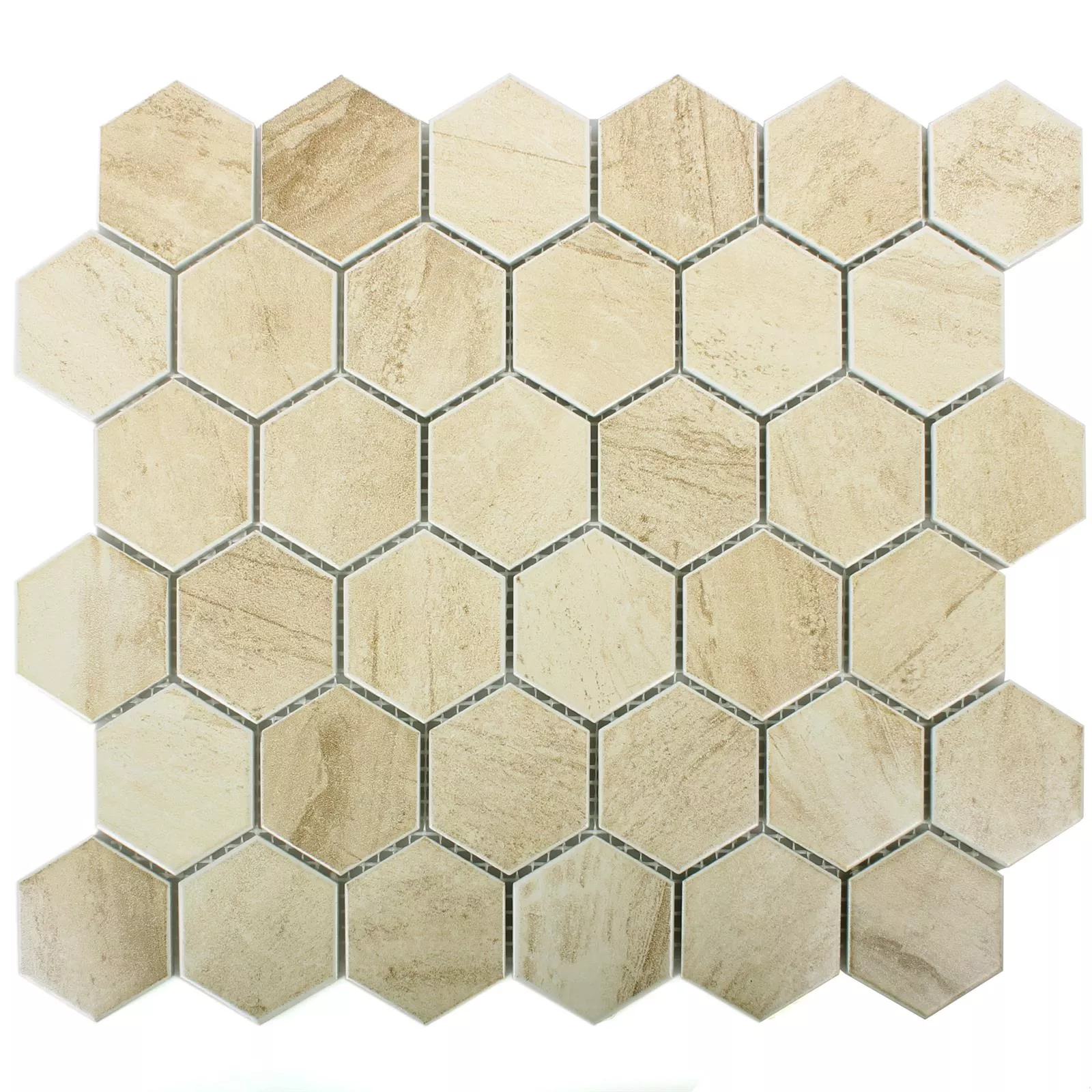 Sample Keramiek Betonoptic Mozaïektegel Shepherd Hexagon Beige