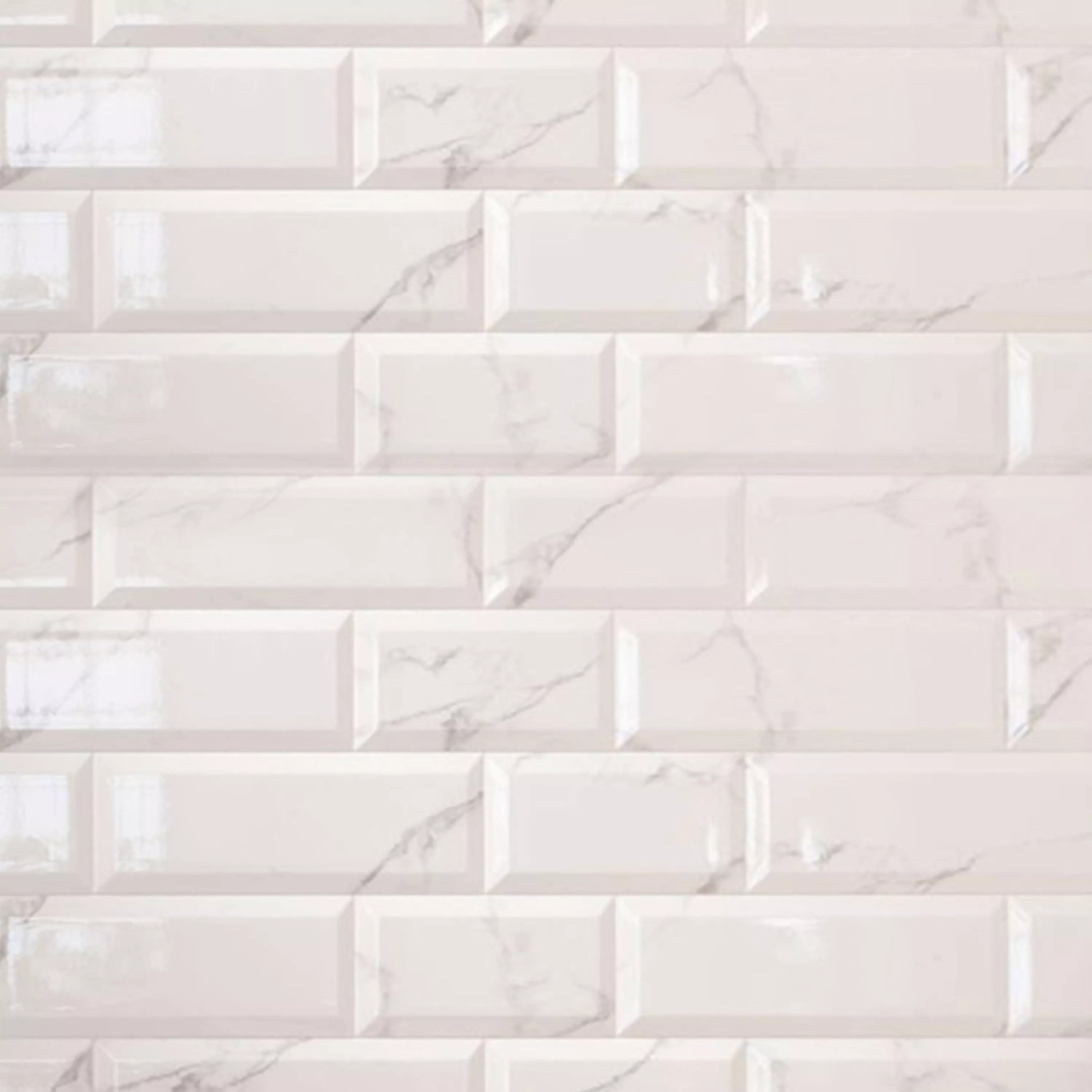 Metro Wall Tiles Girona Marble Optic Facet Blanc Glossy 10x30cm