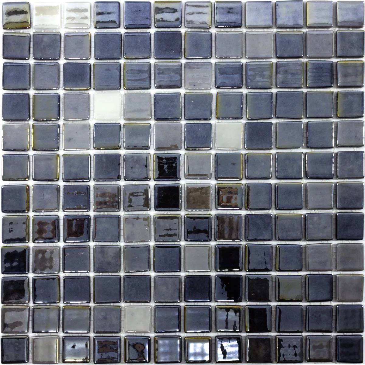 Sample Glass Mosaic Tiles Silvertown Anthracite Metallic 25x25mm