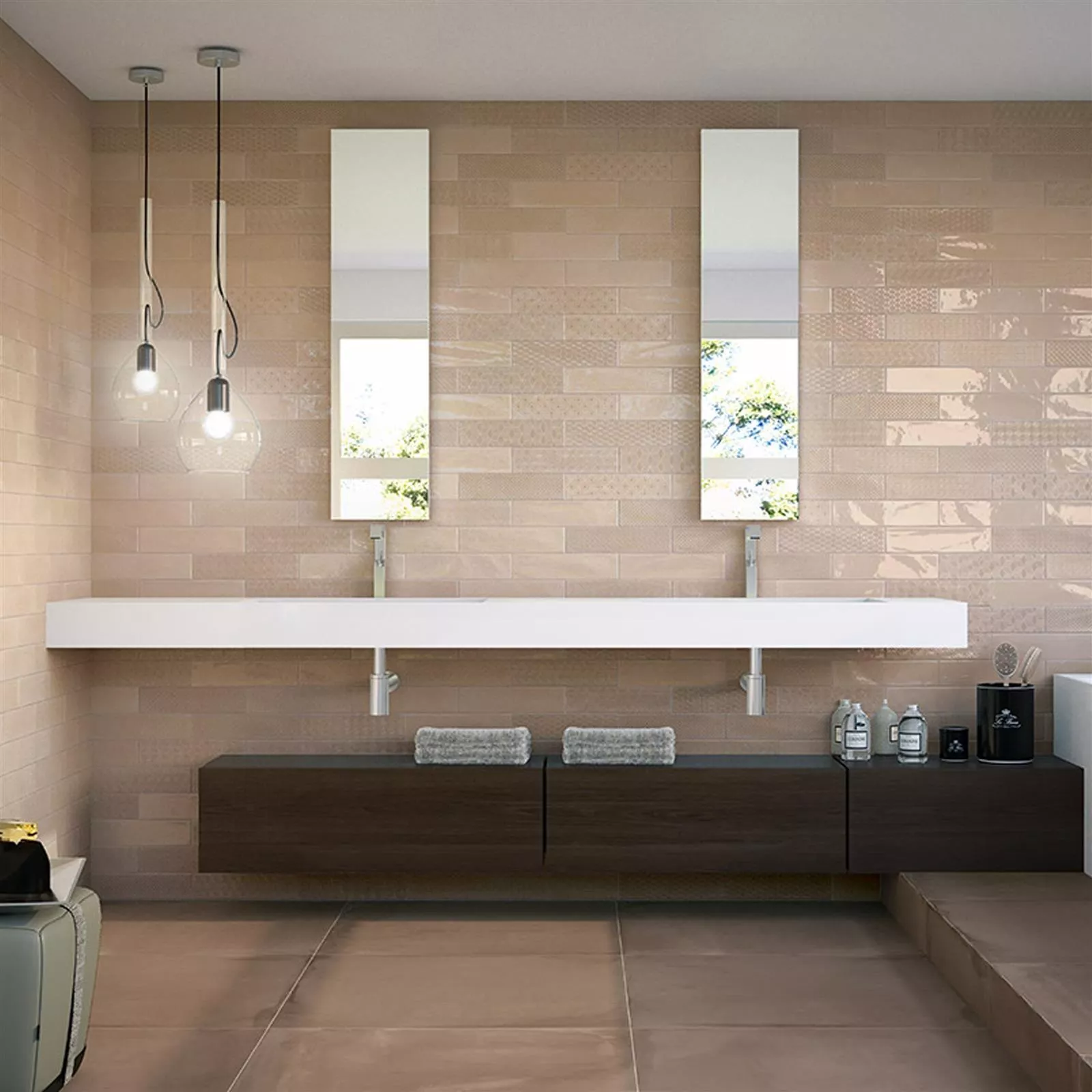Sample Wall Tiles Conway Waved 7,5x30cm Light Brown