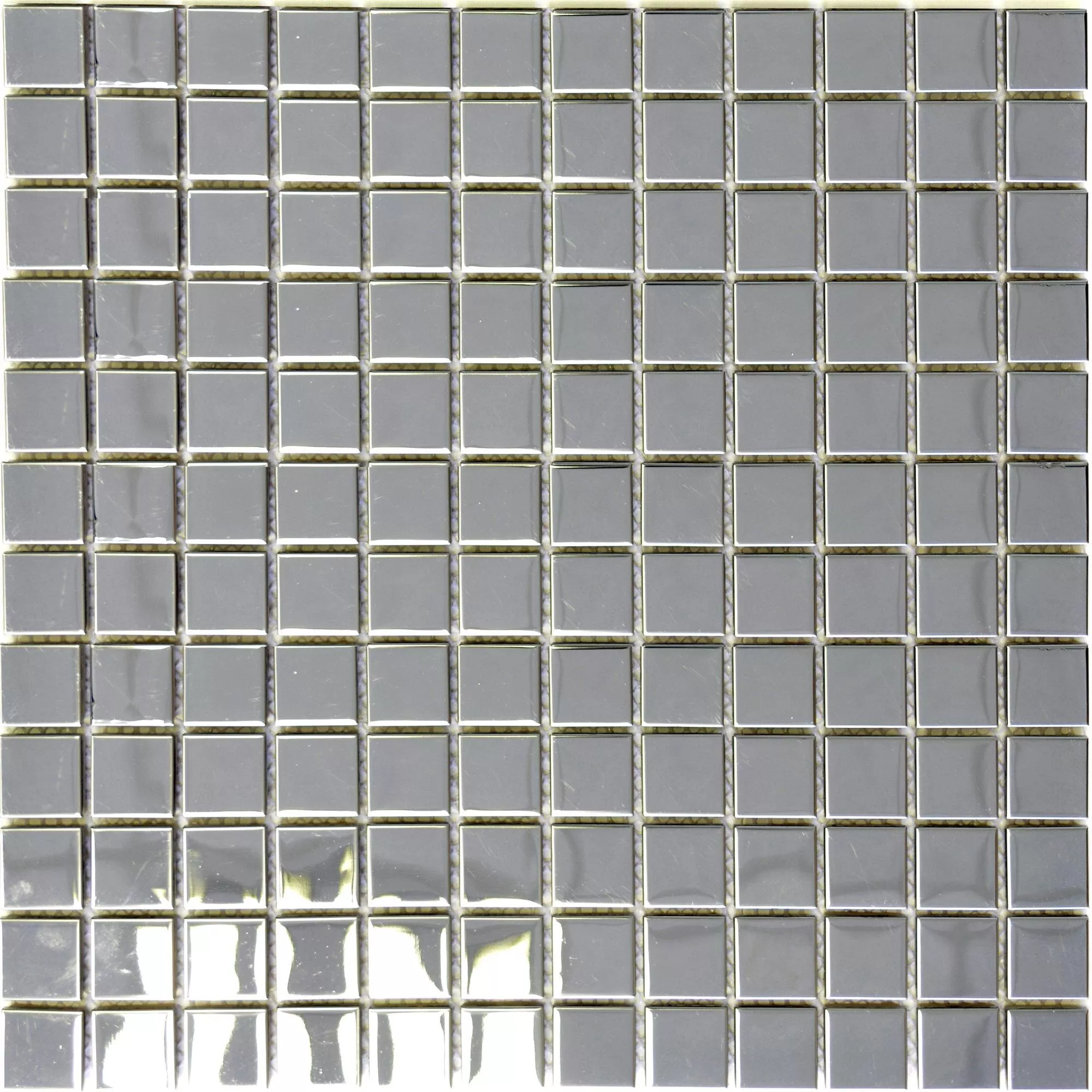 Sample Stainless Steel Mosaic Tiles Magnet Glossy Square 23
