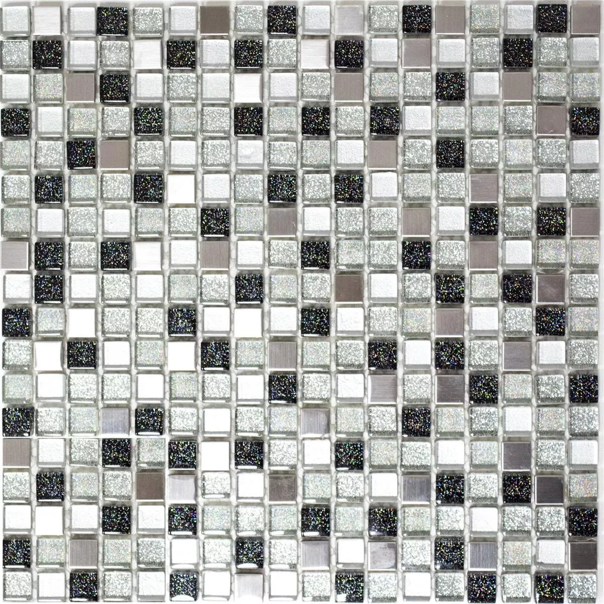 Staklo Čelik Metal Mozaik Pločice Srebrna Crna