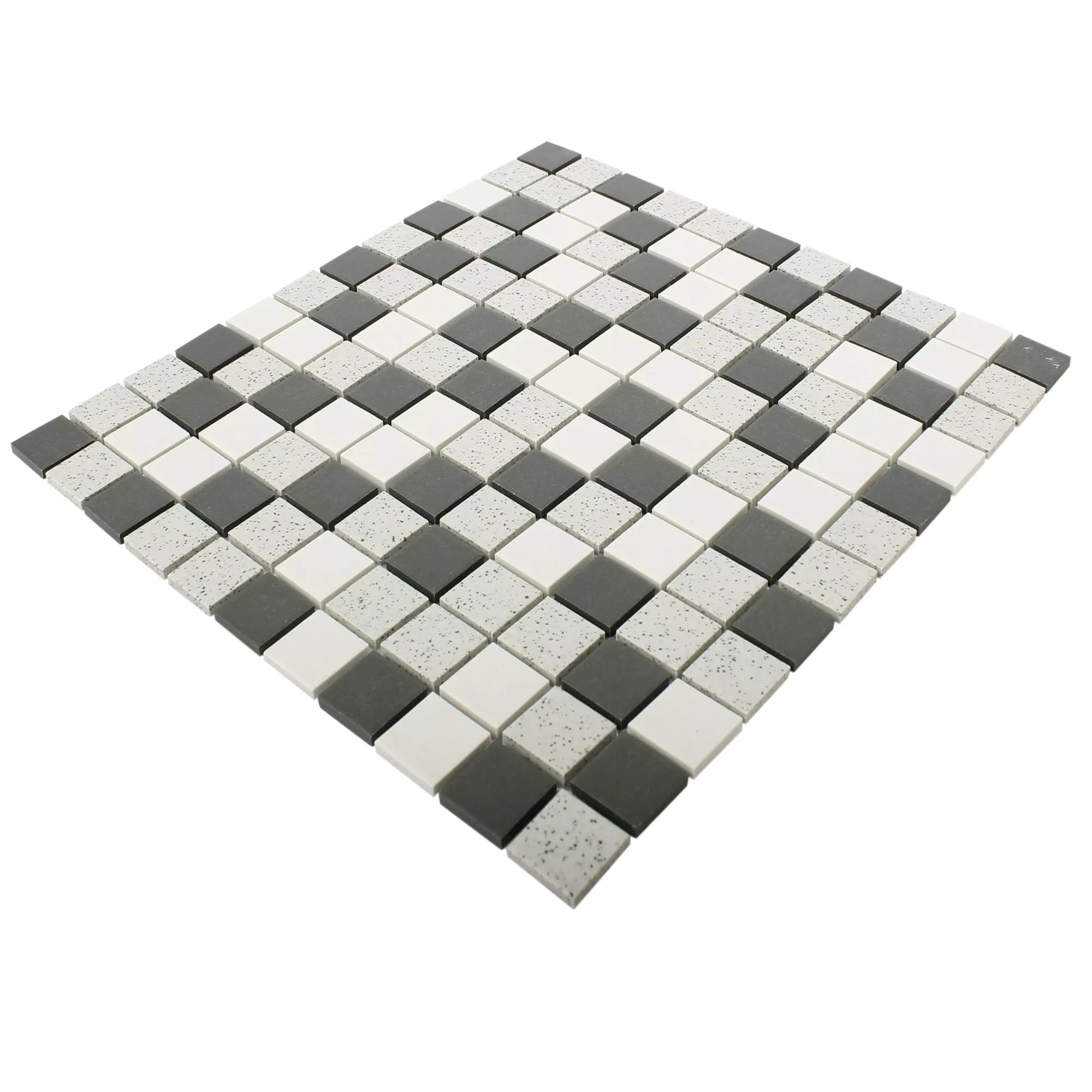 Keramik Mosaikfliesen Monforte Schwarz Grau Quadrat