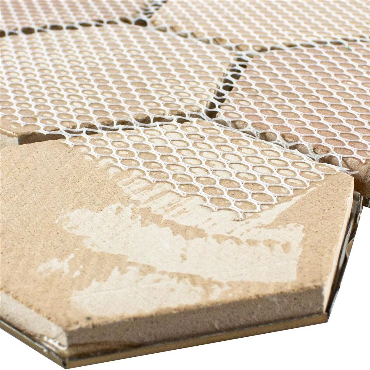 Sample Stainless Steel Mosaic Tiles Durango Hexagon 3D Brown