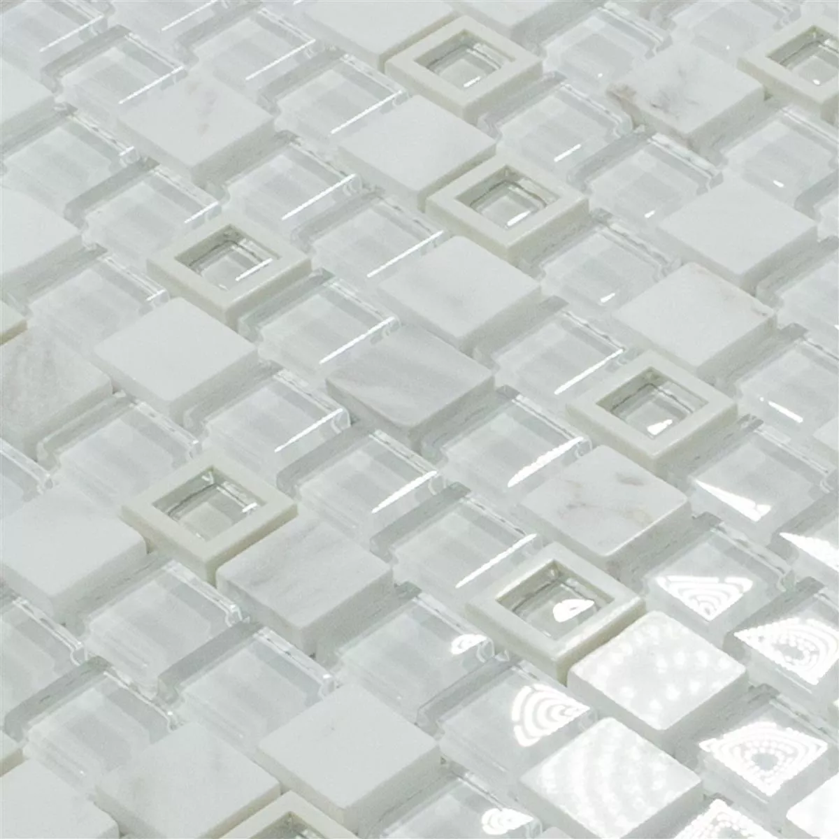 Cristal Plástico Mosaico De Piedra Natural Lunaquell Blanco
