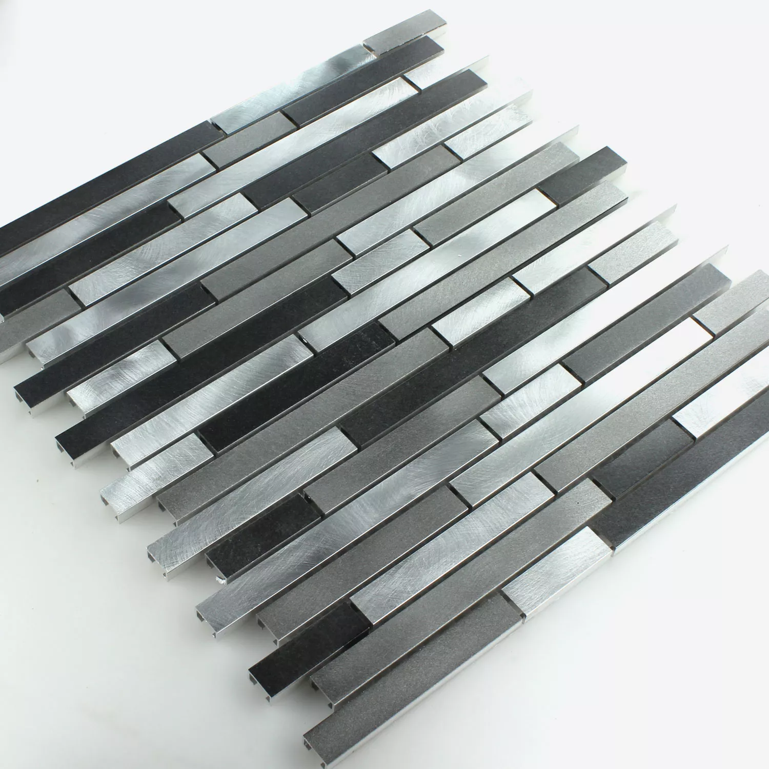 Mozaik Csempe Alumínium Fém Fekete Ezüst Mix