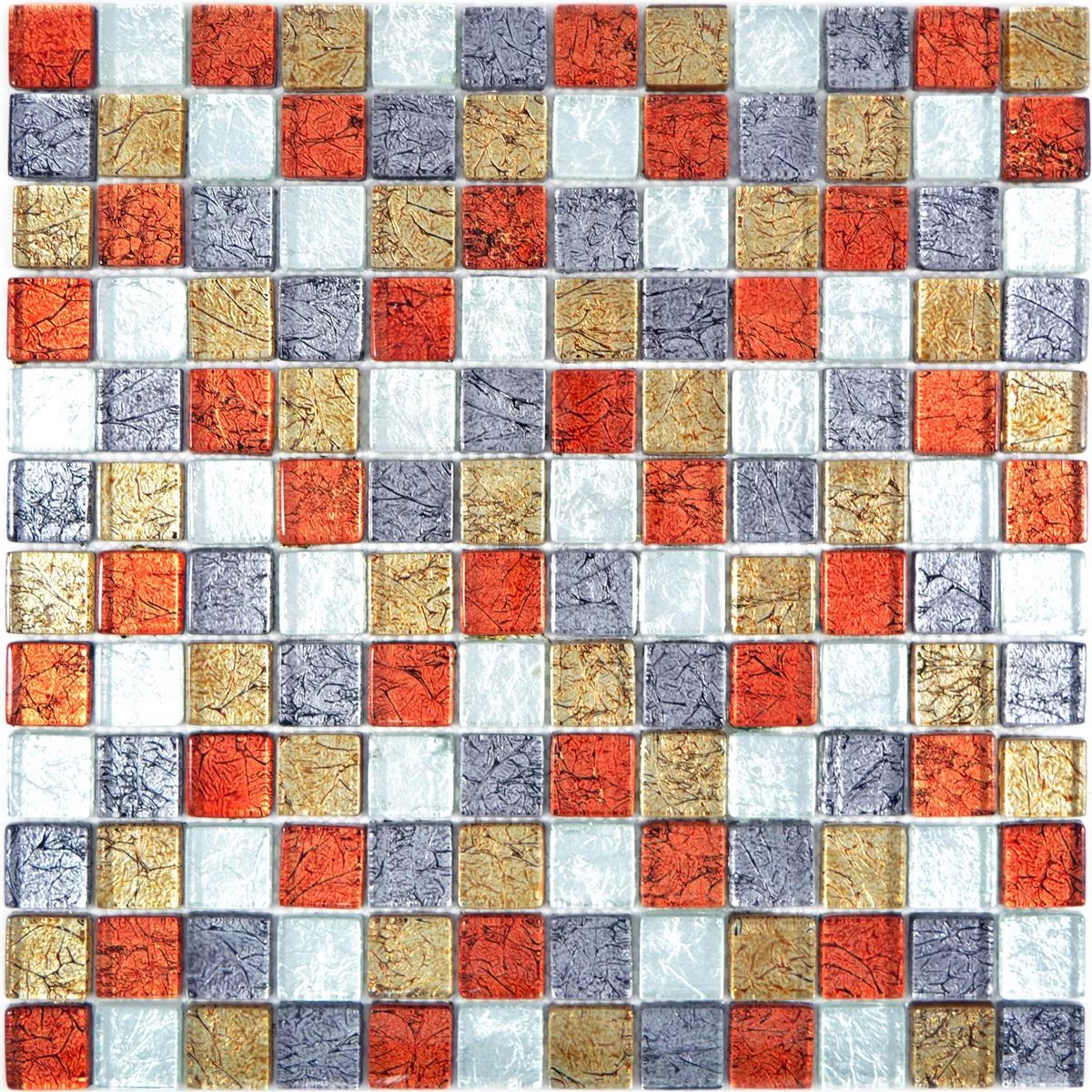 Mosaico De Vidro Azulejos Curlew Vermelho Marrom Prata Quadrada 23