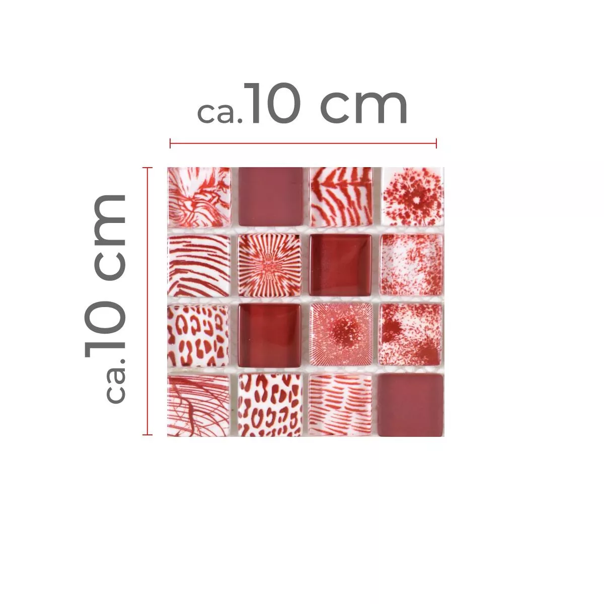 Model din Mozaic De Sticlă Gresie Cornelia Optica Retro Roșu