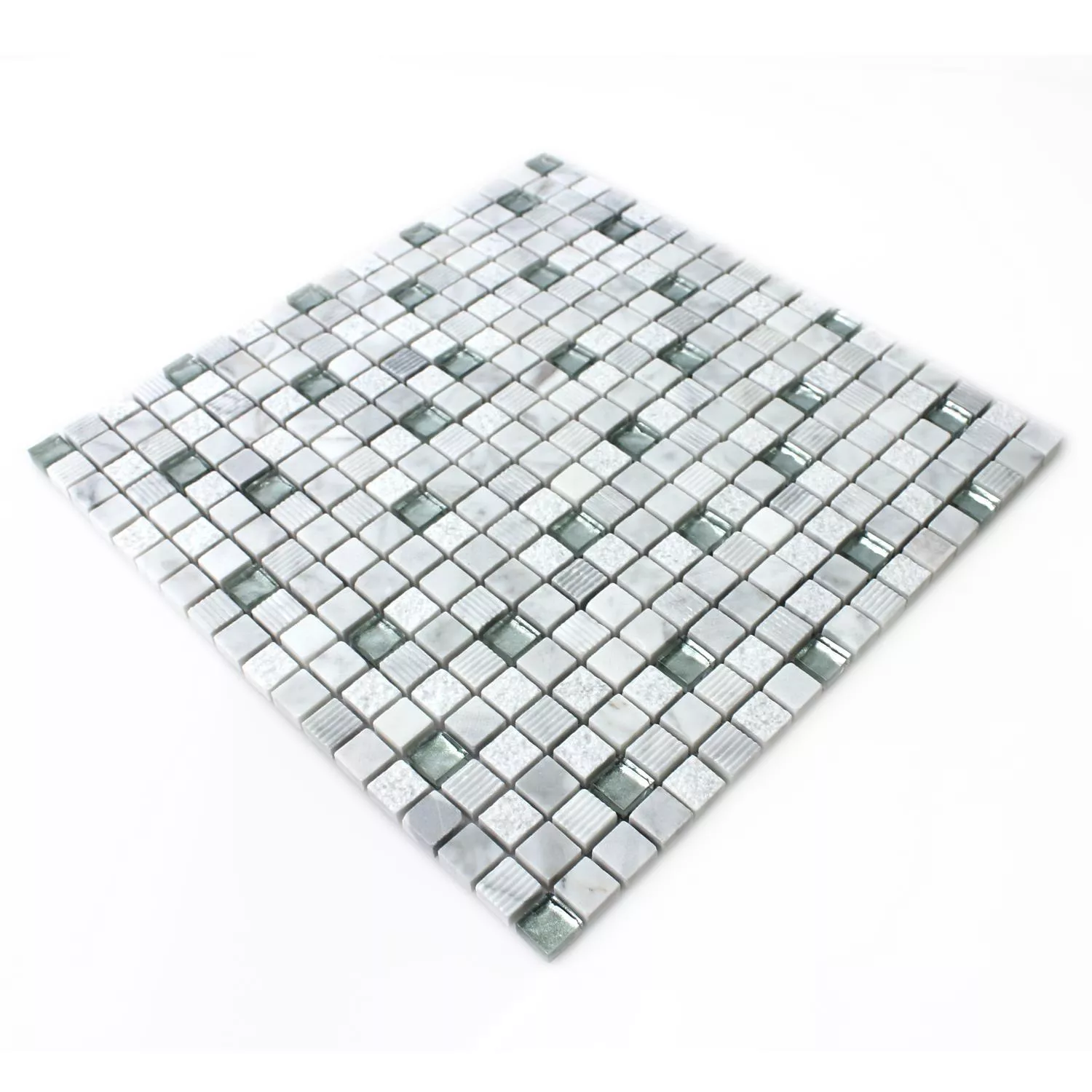 Mønster fra Mosaikkfliser Glass Naturstein Yukon Hvit