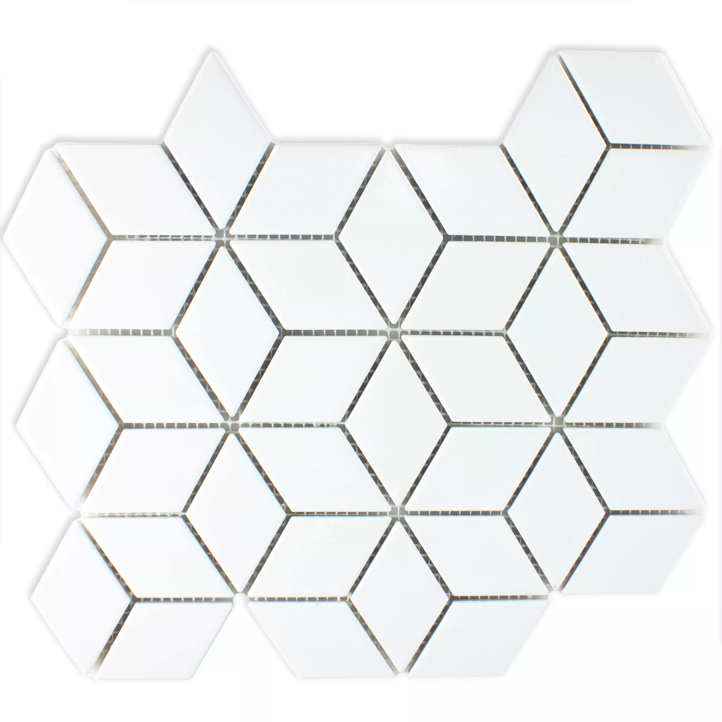 Sample Ceramic Mosaic Tiles Cavalier 3D Cube Mat Blanc