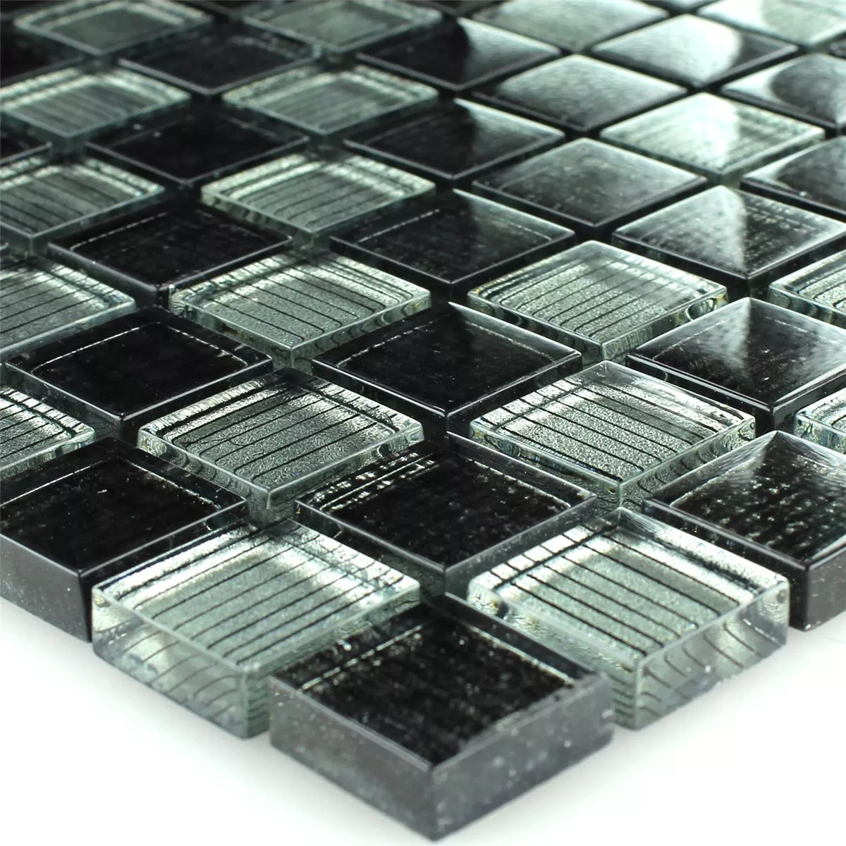 Mosaic Tiles Glass Black Grey