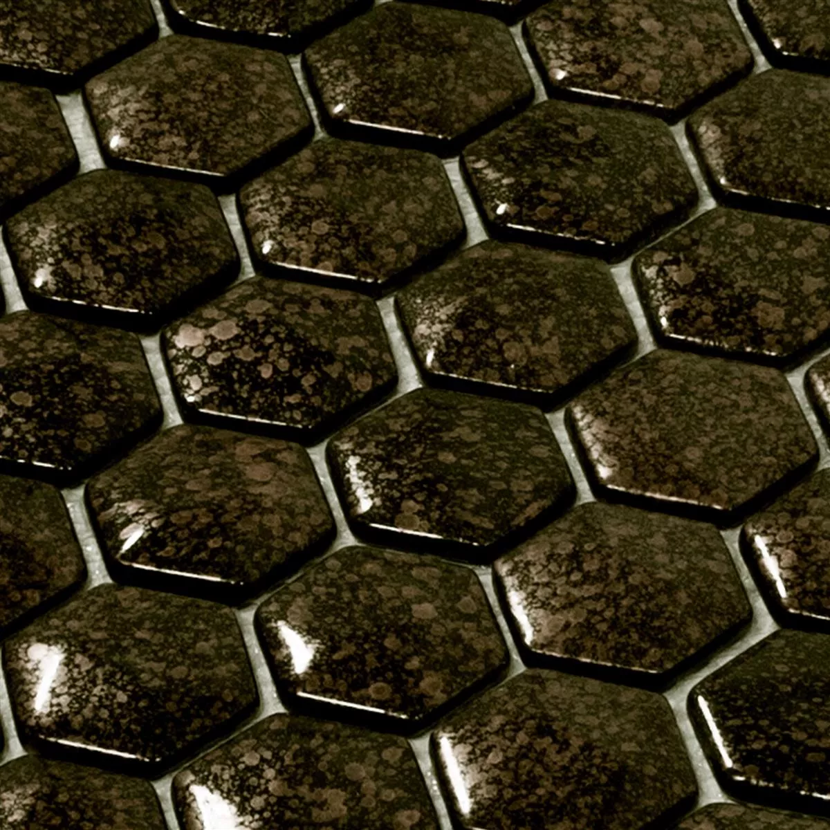 Mosaico de Cristal Azulejos Leopard Hexagonales 3D Oro
