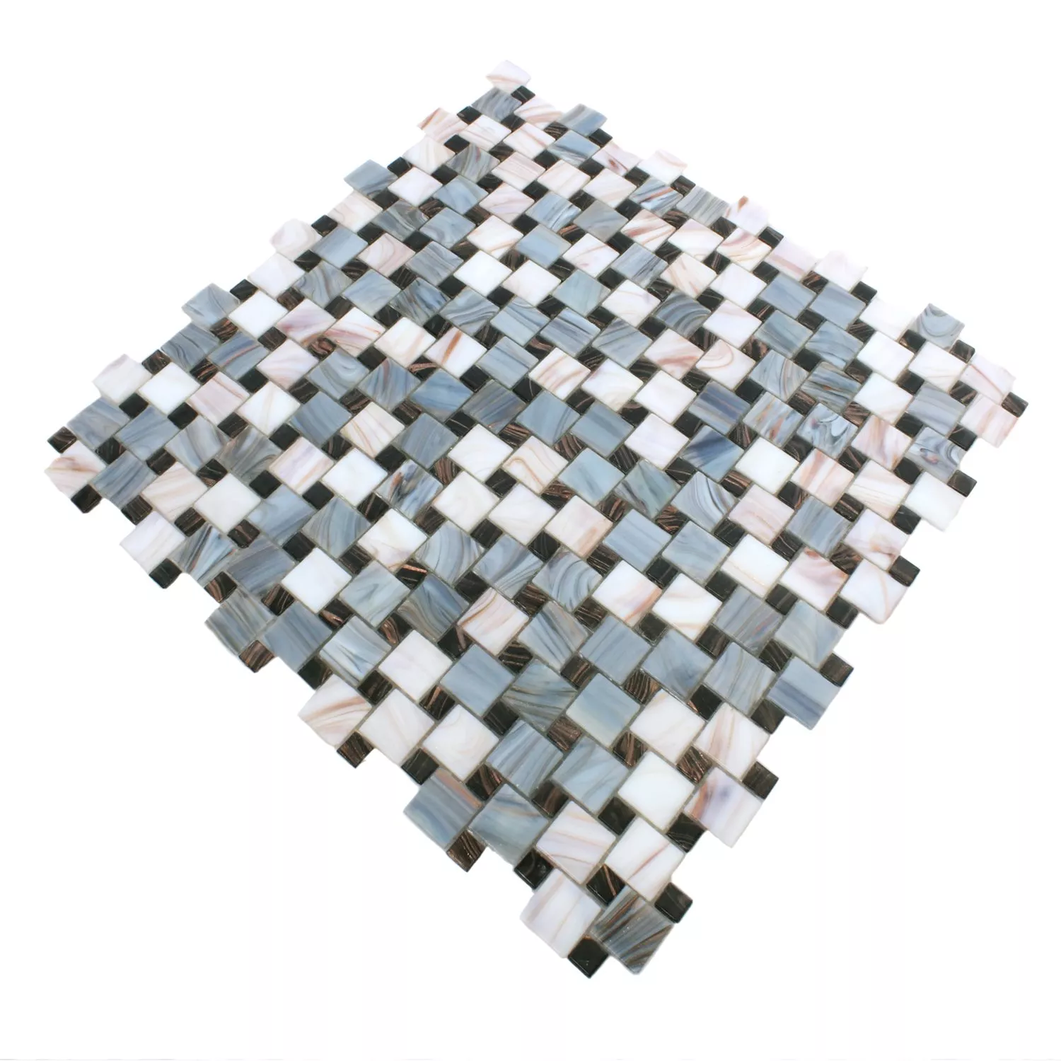 Mosaic Tiles Glass Tahiti Grey White