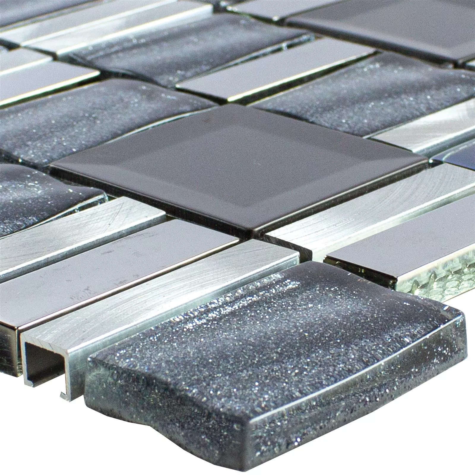 Glass Aluminium Mosaic LaCrosse Black Grey Silver