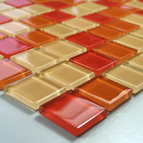 Próbka Mozaika Szklana Płytki Valencia Czerwony Pomarańczowy