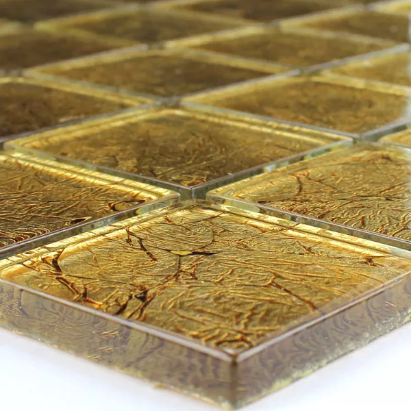 Mosaico De Vidro Azulejos 48x48x8mm Ouro Metal
